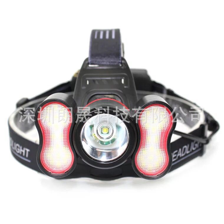智能光感头灯户外装备应急照明强光头灯1T6+40辅助灯 飞机头头灯
