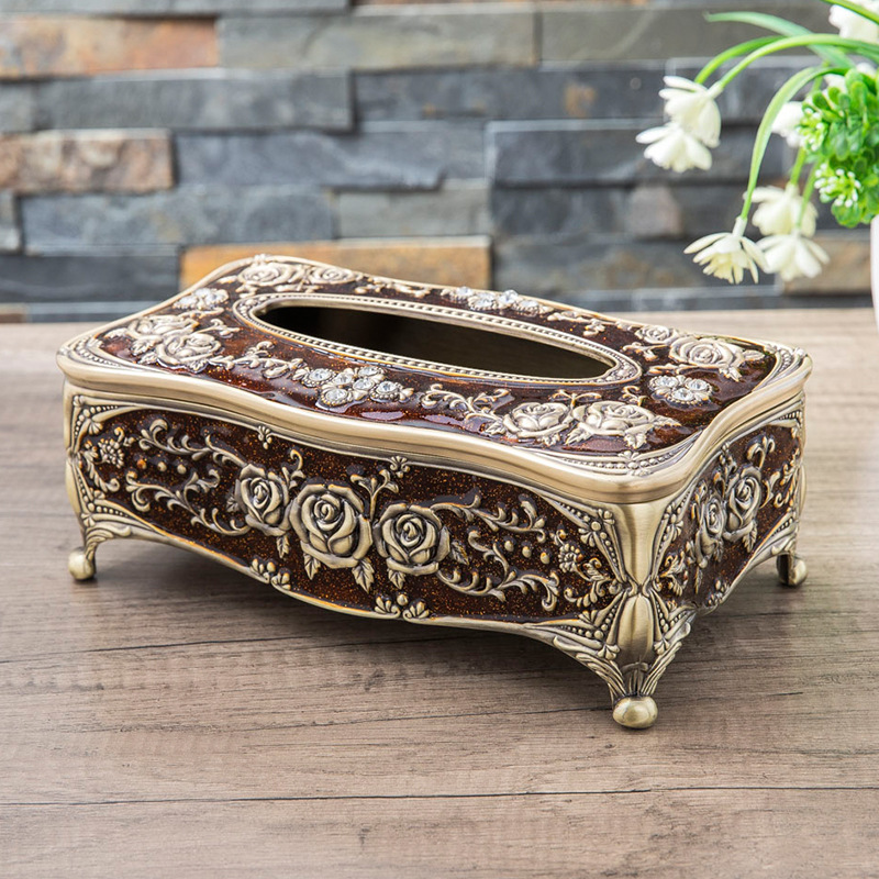 Metal European style Retro rose high-grade Tissue box originality a living room Restaurant TOILET household waterproof Tissue box