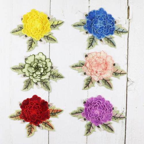 Diy Hand sewing Embroidery embroidery lace flowers cloth sticker computer embroidery peony flower patch water-soluble three-dimensional