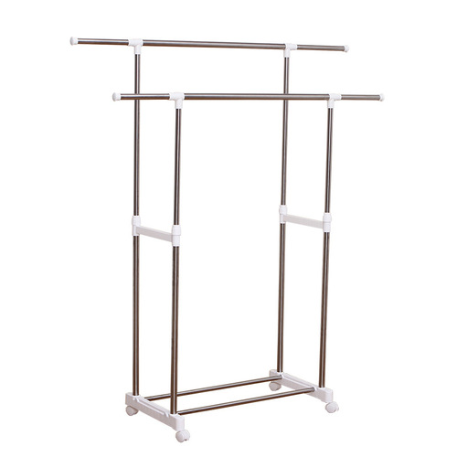 Youlite stainless steel double pole telescopic clothes drying rack floor-standing indoor clothes rack