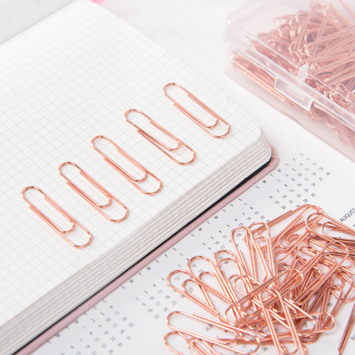 Cross-border metal electroplating rose gold special-shaped paper clips wholesale paper clips boxed office stationery paper clips