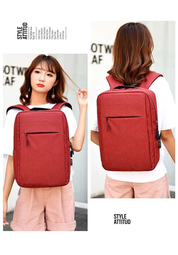 Unisex Medium All Seasons Polyester Solid Color Business Square Zipper Functional Backpack display picture 3