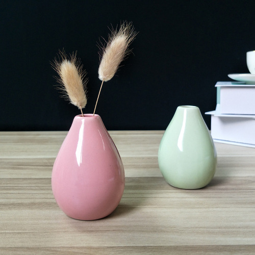 Ceramic Aroma Craft Small Vase Creative Home Decor Mini Simple European Pink White Blue Green