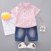 Summer cartoon shirt, set, with little bears, children's clothing