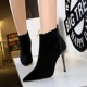 8663-7 Euro-American fashion, simple, super-high heel, suede, pointed and slim nightclub sexy boots