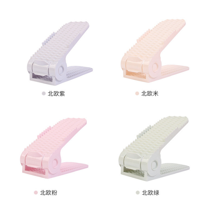 创意家居用品收纳鞋架 双层塑料鞋子收纳架一体式可调节置物鞋柜|ms