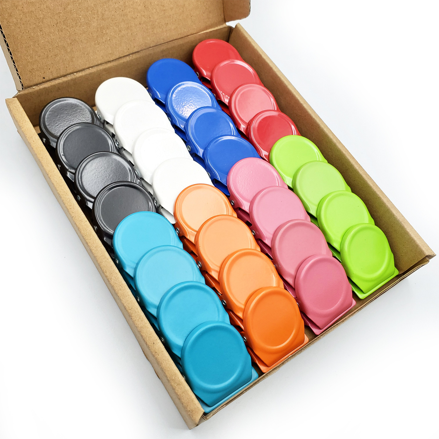 【现货纸盒装】亚马逊热卖金属夹子彩色磁铁夹子创意方形磁夹夹子