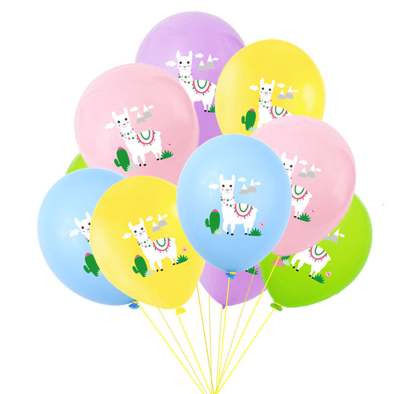 新款12寸卡通羊駝乳膠氣球 草泥馬動物氣球 兒童生日派對裝飾用品