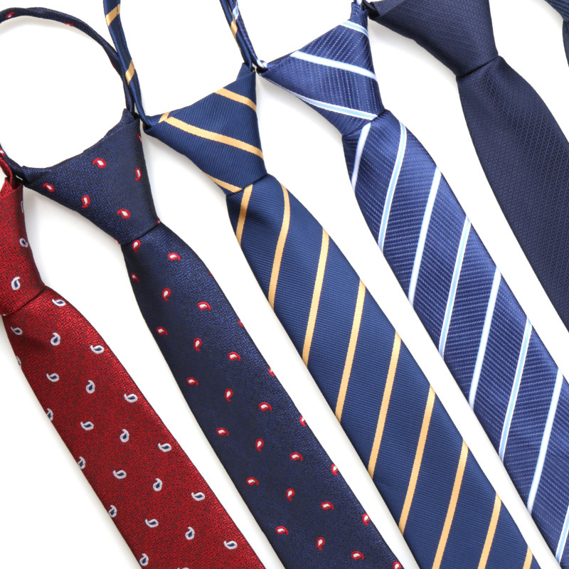 厂家批发男士商务正装工作领带拉链领带易拉得懒人领带定做企业
