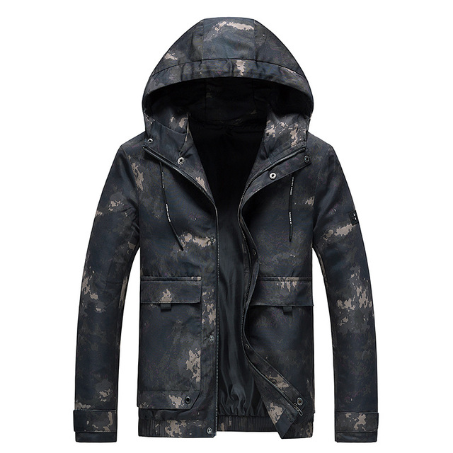 Men’s camouflage hooded slim coat casual versatile jacket for men in spring and Autumn