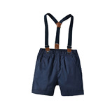 Летний комплект для мальчиков, рубашка, подтяжки, шорты, детская одежда, 4 предмета