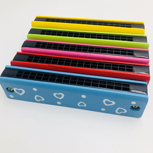 Wooden toy harmonica children's enlightenment musical instrument kindergarten student teaching wooden 16-port double row harmonica