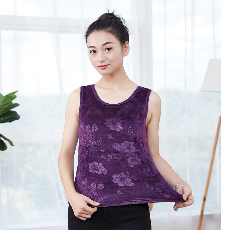 Manufactor Direct selling lady Fleece Floral vest Plush gold Cashmere underwear Middle and old age Sleeveless waistcoat female