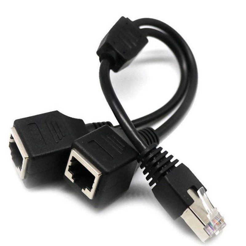 Hot sale RJ45 1 male to 2 female socket Port LAN Ethernet splitter Y adapter cable seven types of network cable
