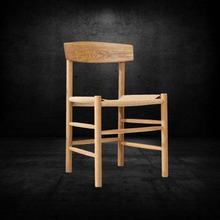 厂家供应DIY日式编织椅实木靠背椅子麻花创意家具简约实木扶手椅