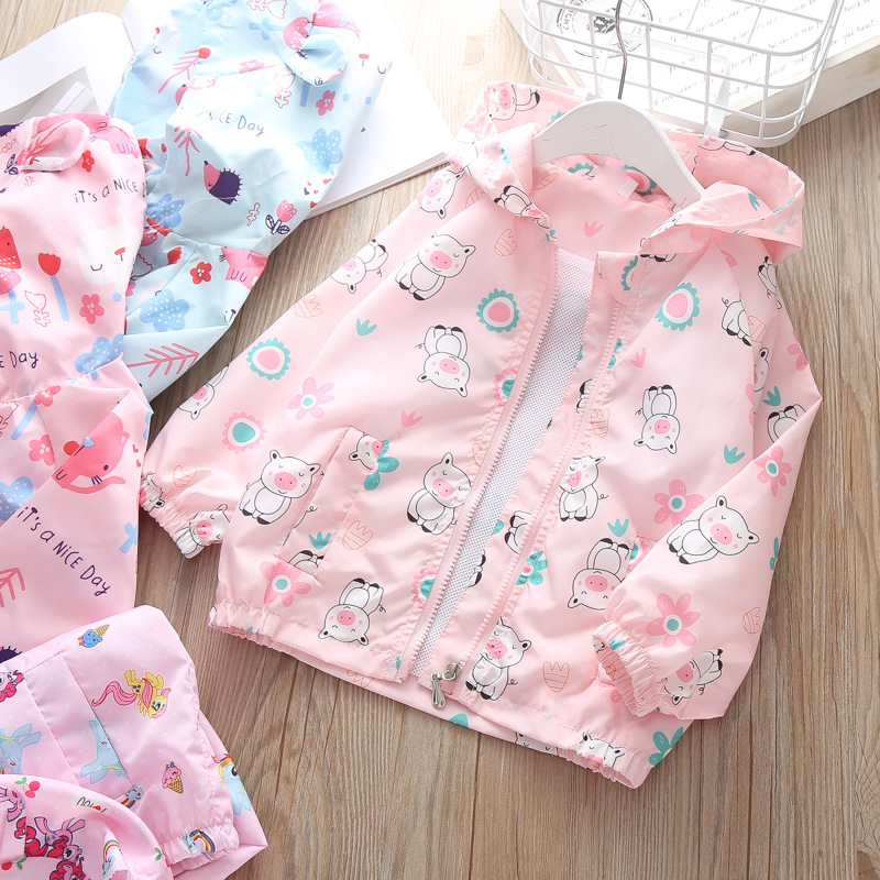 Cross-border KIDS spring and autumn new cartoon baby windproof coat double-layer hooded jacket foreign trade one-time shipment