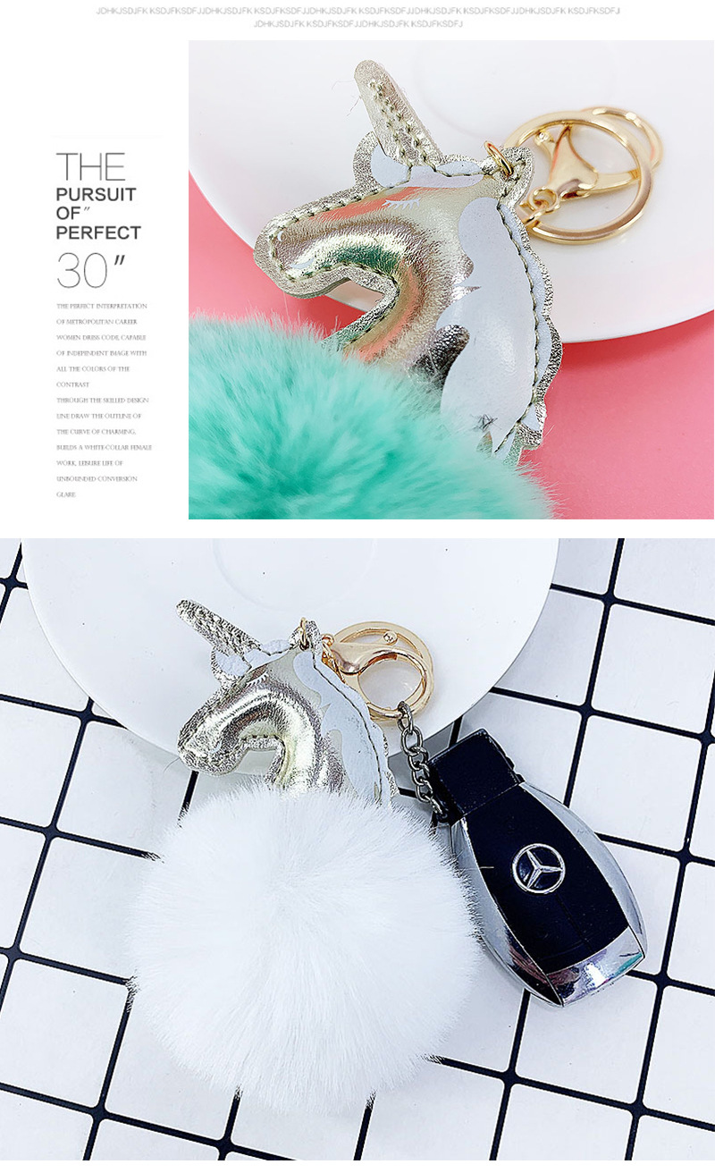 8cm Rex Rabbit Fur Ball Pu Unicorn Keychain display picture 9