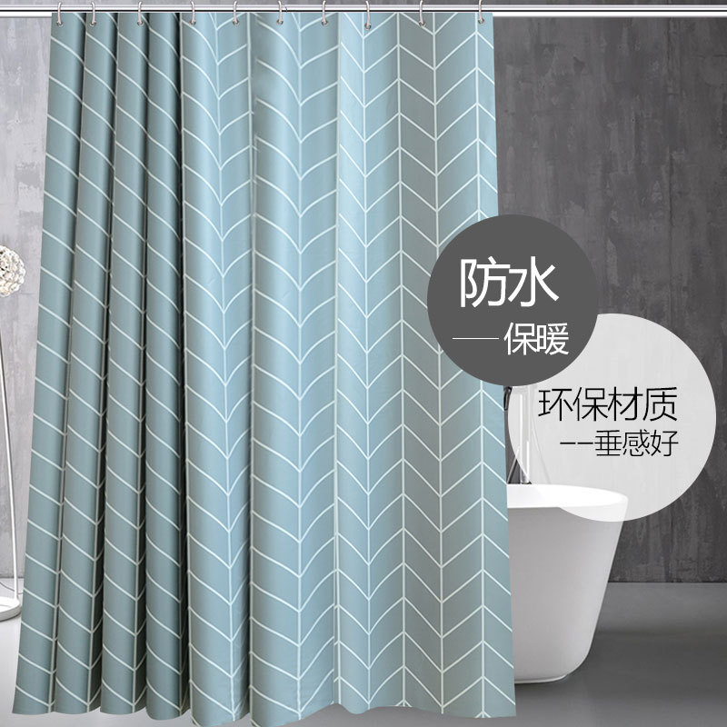 2019 new pattern Plastic Northern Europe Thin section Gray grid Waterproof mildew Curtain fabric Mixed batch Shower Curtains