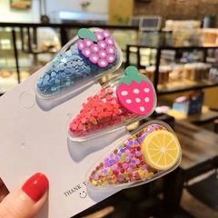 韓版暢銷流沙水果髮夾兒童水果髮夾飾品PVC邊夾寶寶BB側邊夾頭飾
