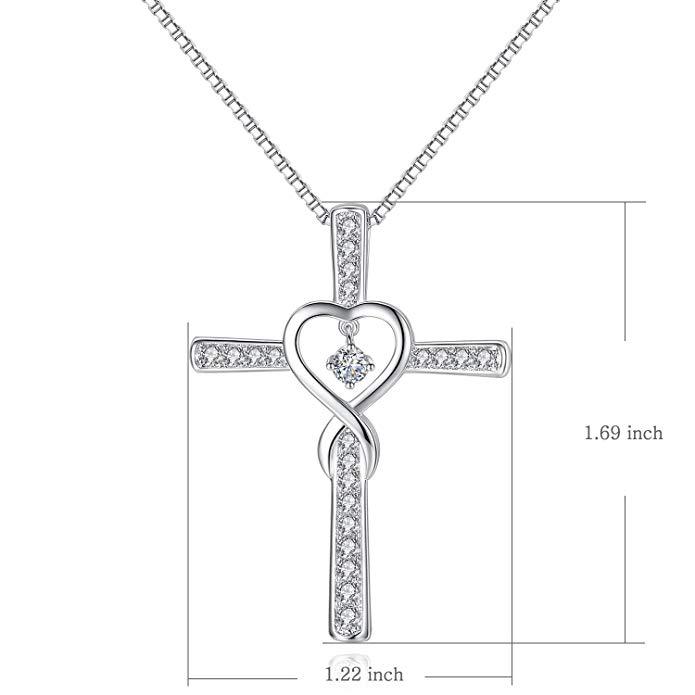 Retro Cross Heart Shape Alloy Inlay Rhinestones Women's Pendant Necklace 1 Piece display picture 6