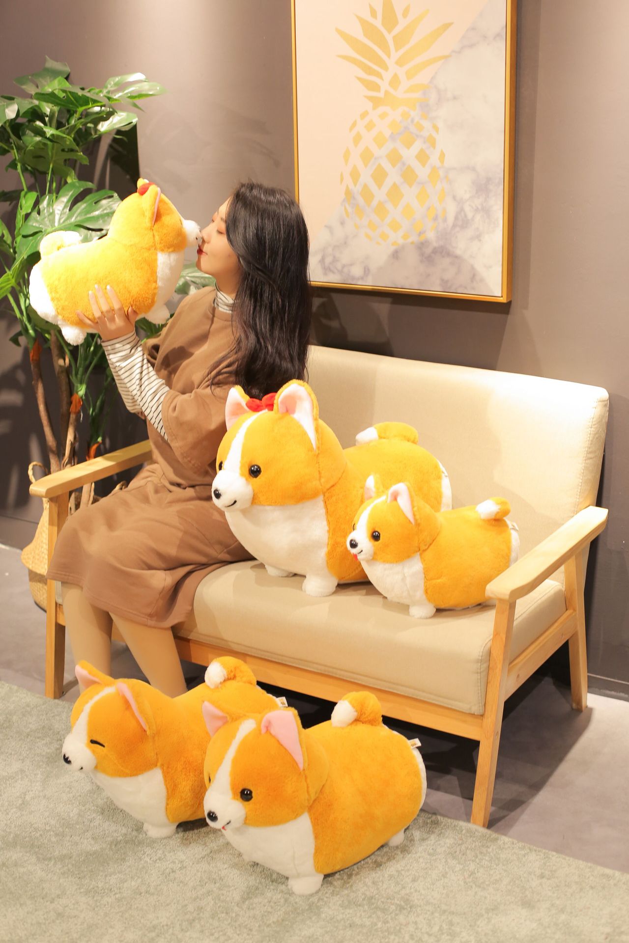 新款短腿桃心屁股柯基公仔