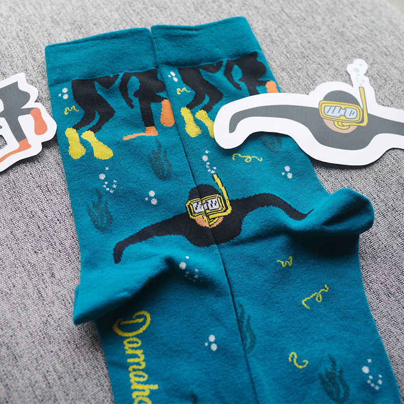Chaussettes mi-mollet en coton pour homme et femme, motif dessin animé, style mignon, automne-hiver 2025_voghion.com