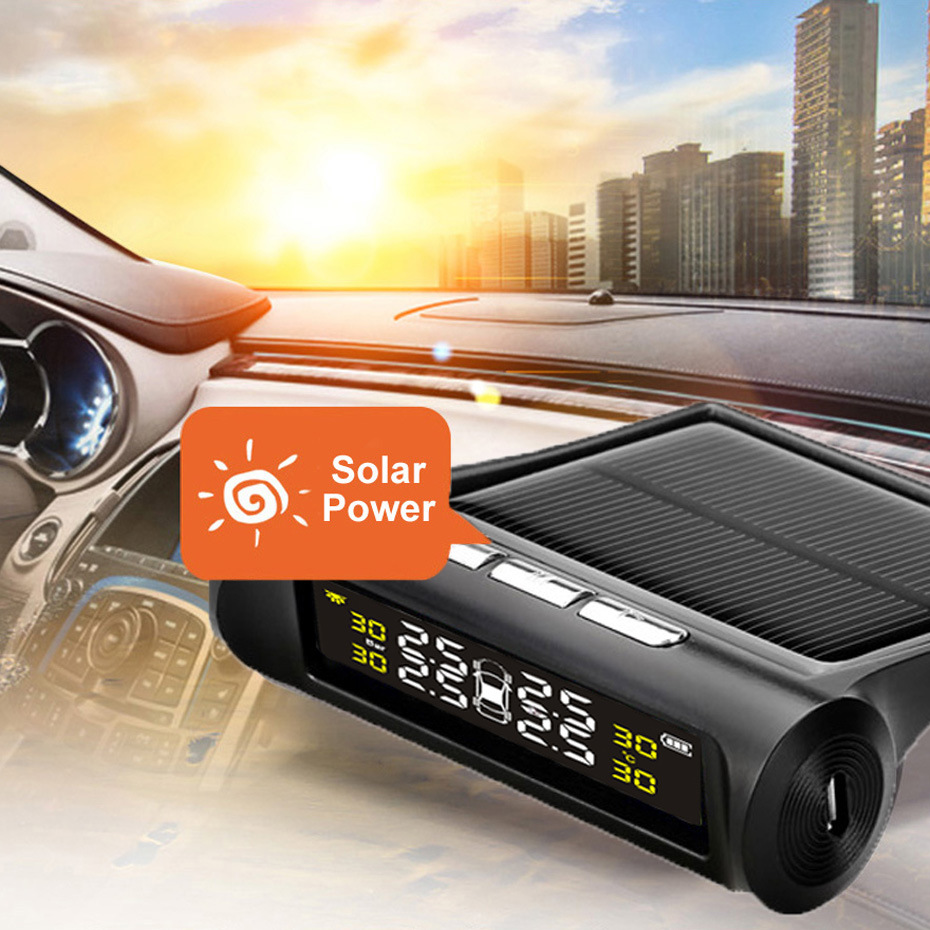 Solar Wireless Tire Pressure Monitor Tpms Tire Pressure Monitoring System Tire Pressure Sensor Tire Pressure Monitor External
