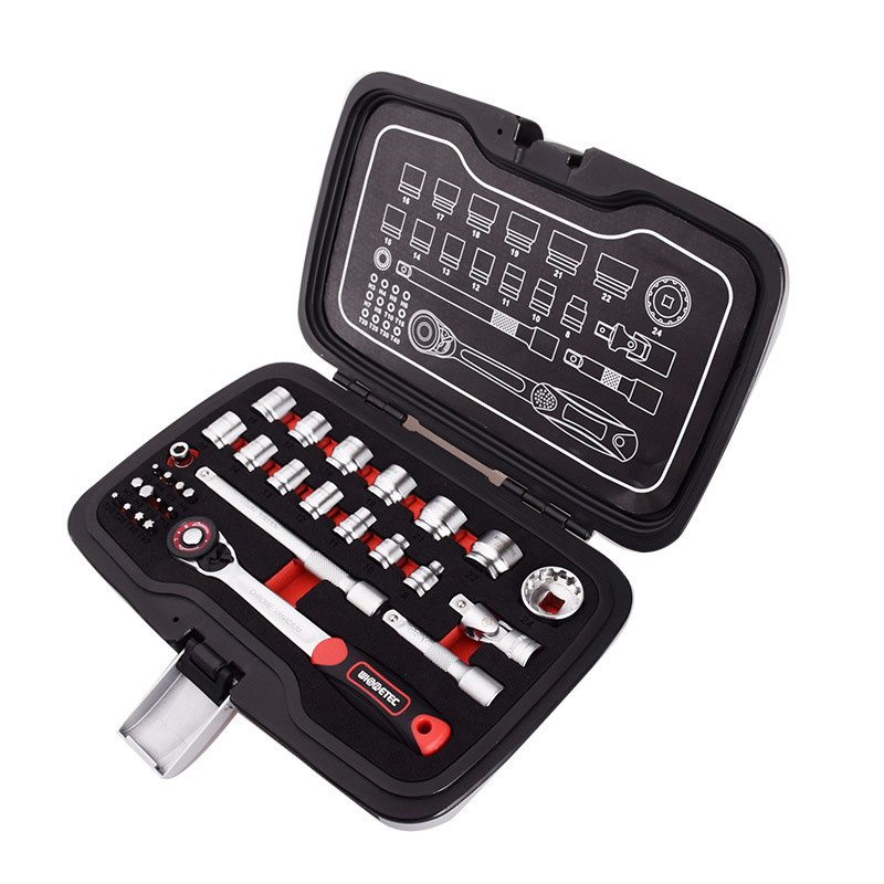 3/8超短多功能套筒棘轮扳手31件套装 摩托车机车维修组合工具套装