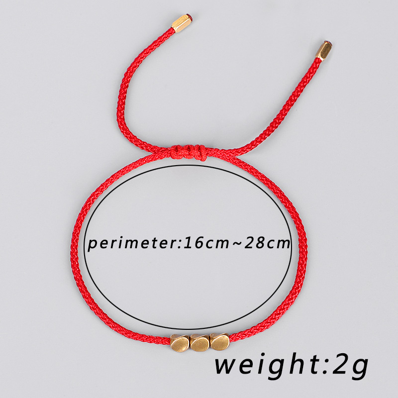 Pulseira de cordão vermelho trançado à mão