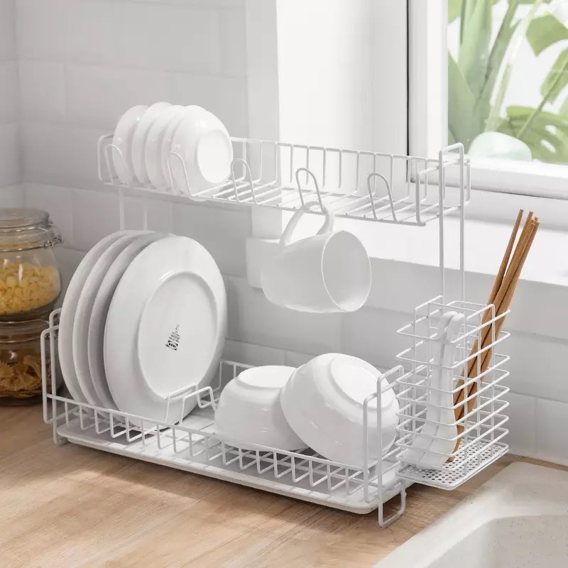 跨境专供台面沥水碗碟架厨房置物架晾放碗盘架子餐具筷子篓整理架
