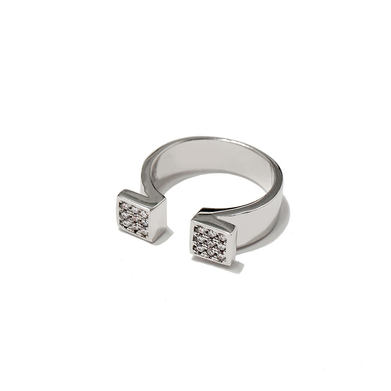 Trendy Titanium Steel Cuban Square Ring With White Clay Diamond_voghion.com