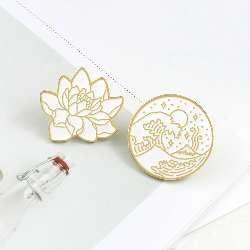 Simple Style Spray Lotus Alloy Enamel Unisex Brooches display picture 1