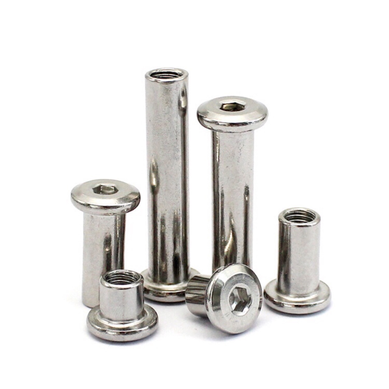 厂家平头内六角质夹板套筒不锈钢螺母M5M6*12子母对锁账本T型螺母