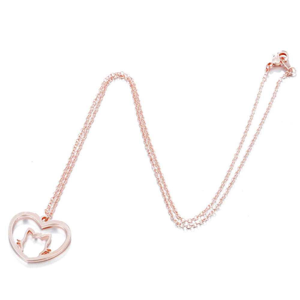 201 Stainless Steel Chain Material Wholesale Jewelry Fashion Heart Shape Cat 201 Stainless Steel 18K Gold Plated Stainless Steel Necklaces