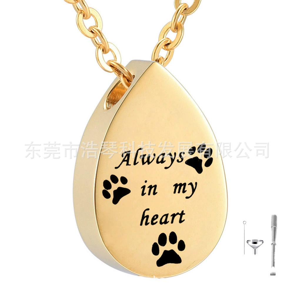 Трансграничная электронная коммерция Горячая продажа ожерелье из пепла для домашних животных в форме капли воды с гравировкой Кулон из пепла персонализированный флакон духов для пар