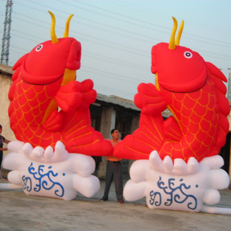 从批发新款卡通广告传媒展览气模充气鲤鱼模型跨境代发
