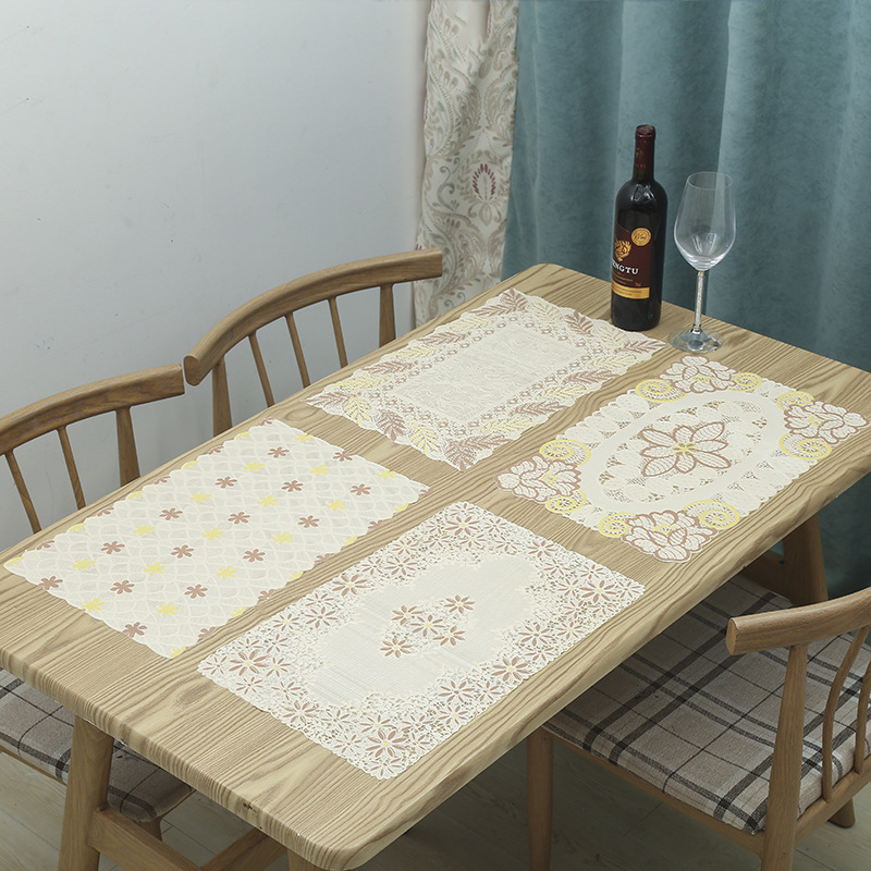 Wholesale of new PVC creative printed placemats, hotel and restaurant anti-slip Western placemats, heat-insulating plate MATS, white base rice base table MATS and bowl MATS detail image 15