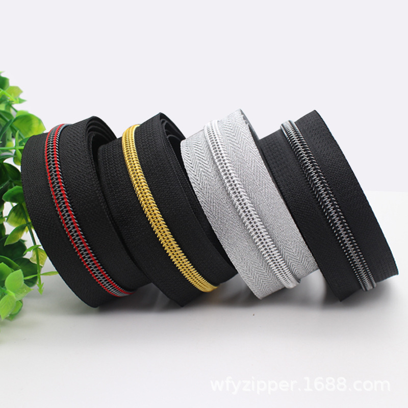 3#5#尼龙拉链装饰拉链镀金齿彩色齿牙尼龙拉链批发