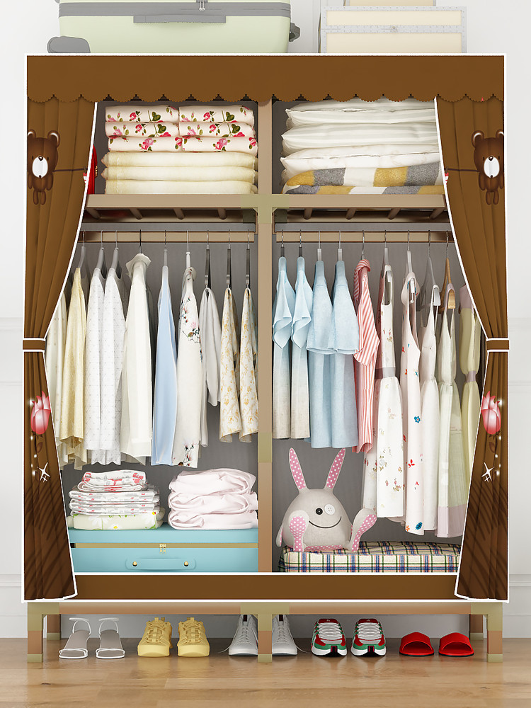 衣柜简易布衣柜加粗加固钢管钢架布衣橱布艺衣柜组装衣橱