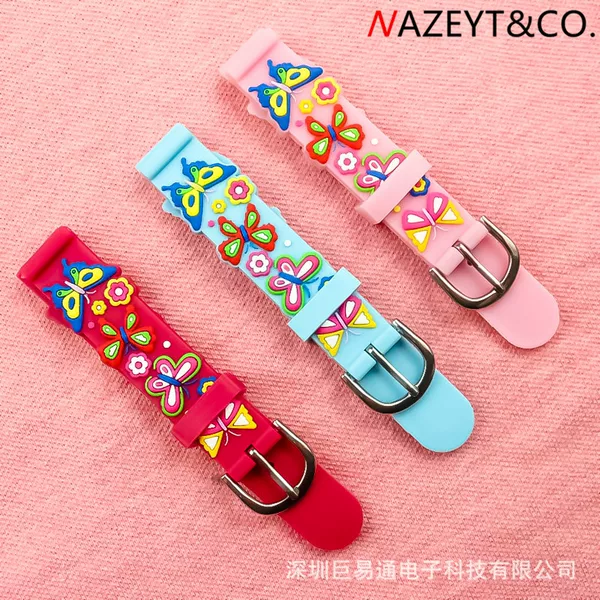 Wholesale kids 3D strap PVC soft strap dinosaur Butterfly Rainbow car cartoon replacement strap 14mm
