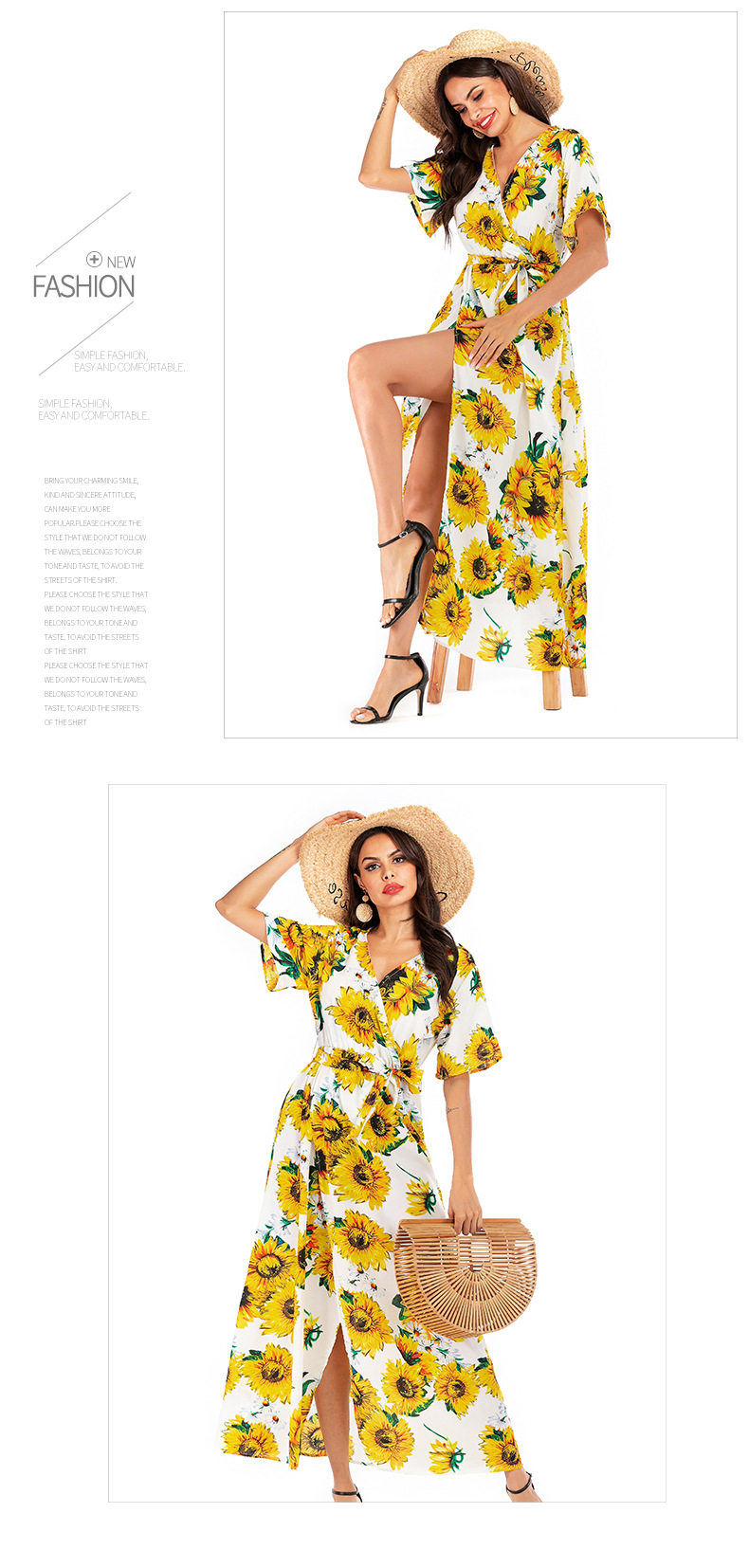 casual floral v-neck dress  NSYYF63214