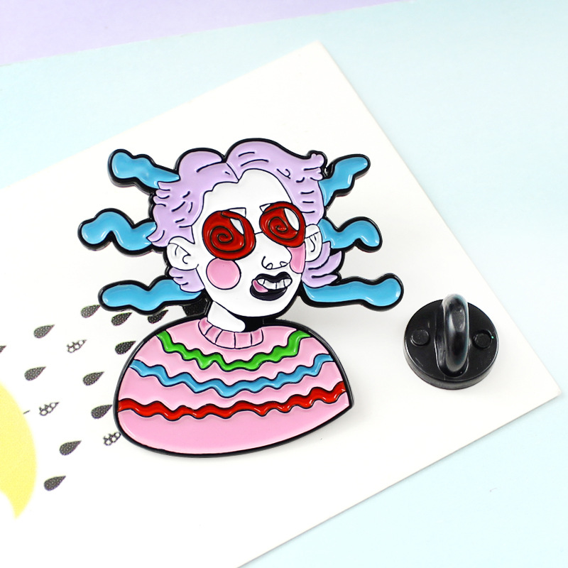 Unisex Gender Enamel Design Cartoon Style Funny Pin Cartoon Character Alloy Enamel Unisex Brooches