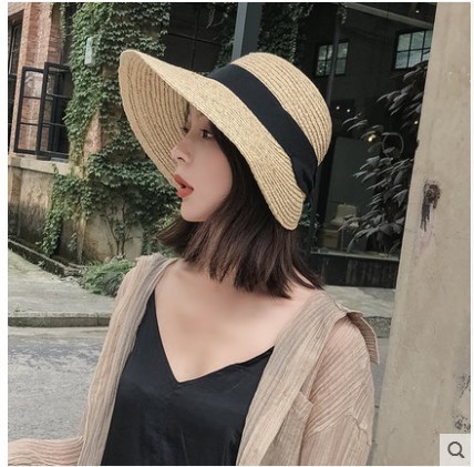 Cappello da sole donna stile hepburn a tesa larga in rafia chic_voghion.com