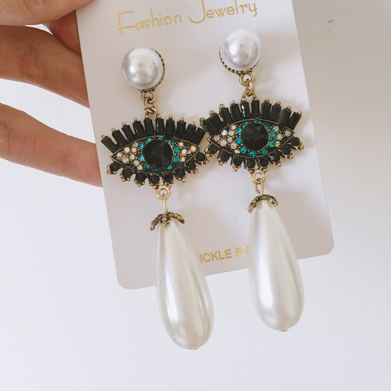 Simple Style Water Droplets Imitation Pearl Inlay Rhinestones Women's Drop Earrings 1 Pair display picture 2