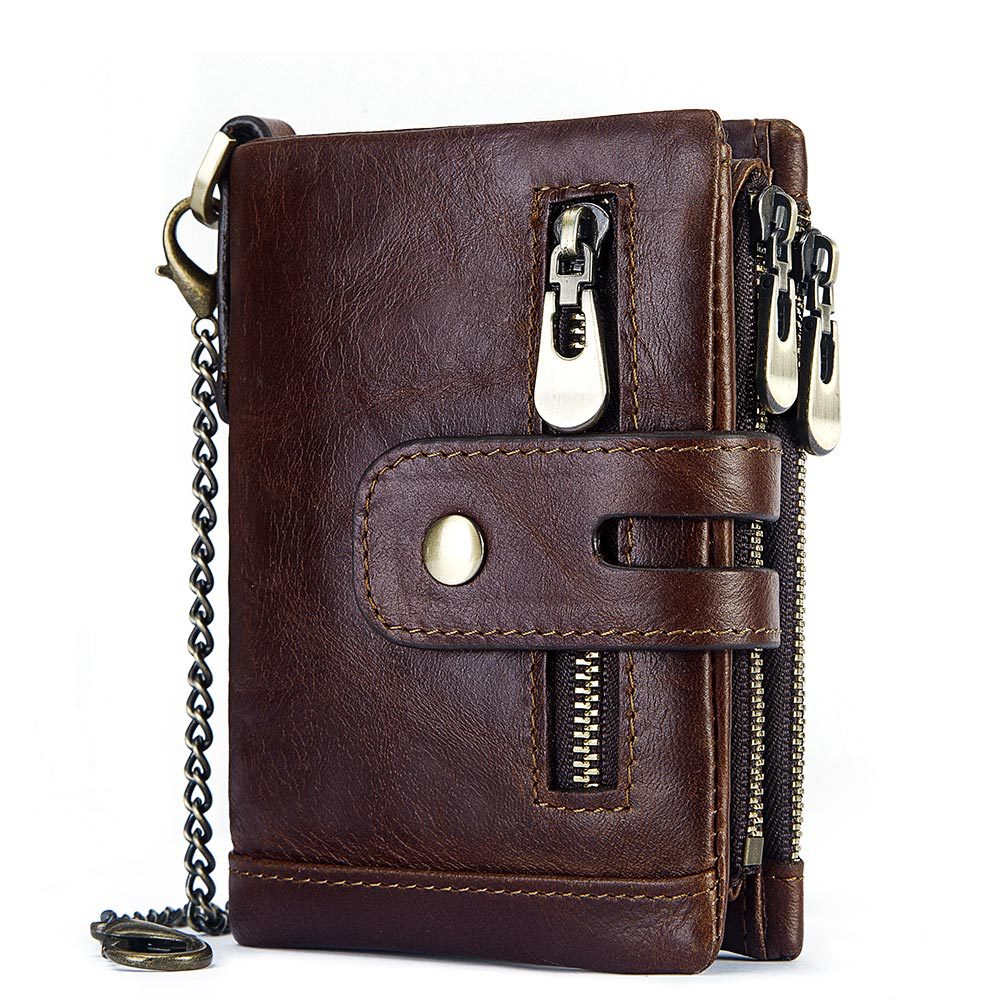RFID anti-theft brushed leather wallet tri-fold horse leather men's wallet
