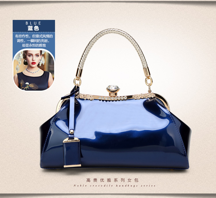 fashion diamond patent leather handbagpicture15
