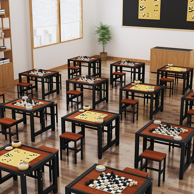 中国围棋象棋辅导班桌子培训桌 书法绘画桌学生美术多功能课桌椅|ms