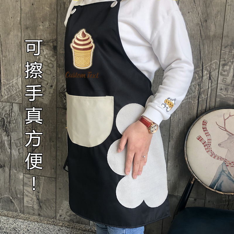Delantal de mano borrable impermeable toalla de mano bata casa cocina a prueba de aceite moda coreana adulto cintura creativa personalizada