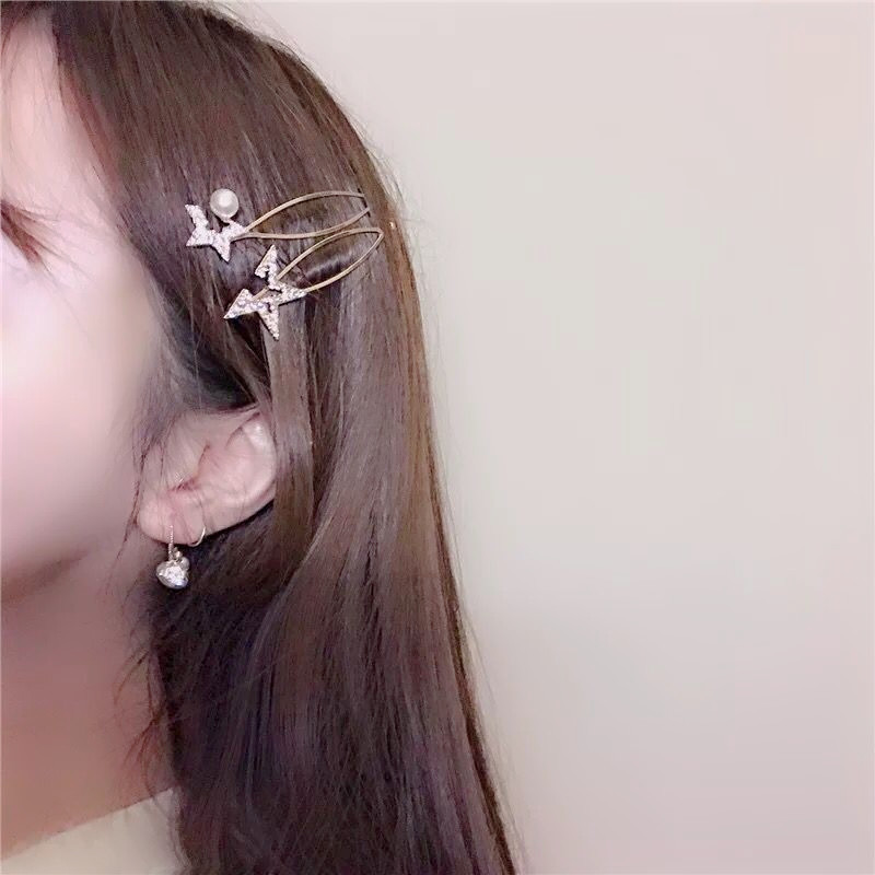 Korean Style Pearl Five-pointed Star Hairpin display picture 2