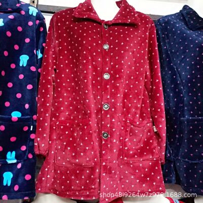 中老年女装加大码宽松法兰绒罩衣扣子开衫外套中长款|ms